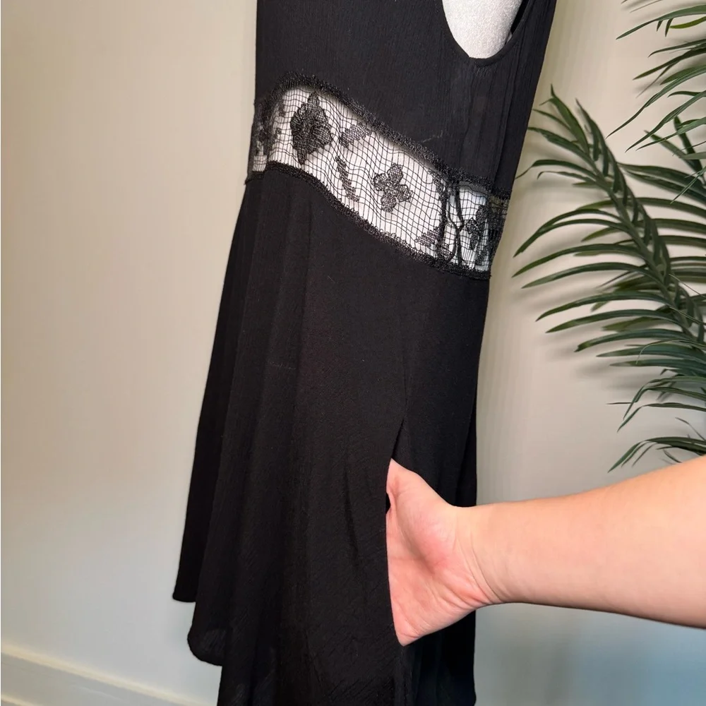 Free People Black Dress w Waist Cut Out Pattern - Medium - Picture 8 of 16